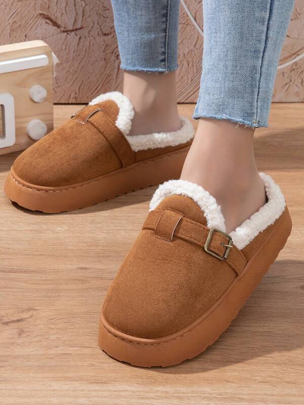 Pantofole da donna con suola spessa per autunno/inverno, pantofole da casa comode e calde, tomaia  con fodera in pelliccia, essenziali per l'inverno freddo, pantofole da casa con punta chiusa