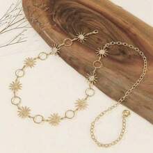 1 قطعة سلسلة خصر معدنية على شكل عباد الشمس قابلة للتعديل، مناسبة للفساتين والبدل والأسلوب البوهيمي، سبيكة زنك