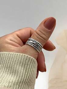 1pc Vintage Royal Style Thumb Knitted Multi-Layer Open Ring, Thick Adjustable Ring, Rugged Bohemian Elegant Ring, Women's Jewelry For All Seasons, Gift For Her