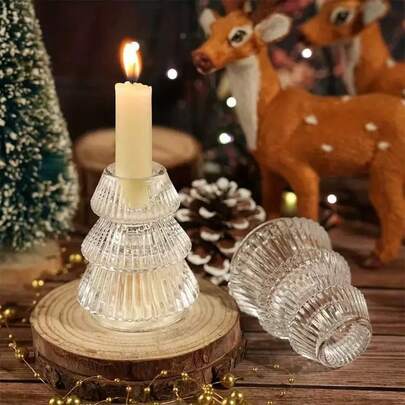 Elegant Transparent Glass Christmas Tree Candle Holder, Dual-Use Candle Cup, Christmas Table Decor, Home Accessory, Holiday Atmosphere, Photography Prop, Christmas Decorations, Christmas Gifts