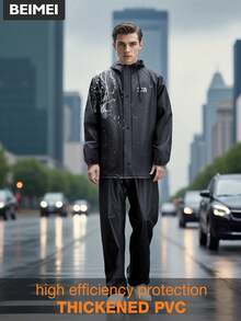 بدلة مطر للرجال BM، طقم معطف مطر وبنطال للدراجات النارية للبالغين عالي الجودة قابل للفصل، باللون الأسود، مناسب للدراجة والعمل في الهواء الطلق والتنزه