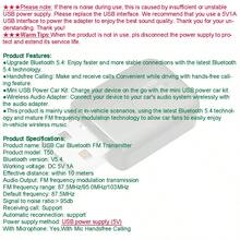 Car Bluetooth 5.4 FM Transmitter Handsfree Call Mini USB Power Car Kit Auto Stereo Wireless Audio Adapter Receiver For FM Radio - Black - View 4