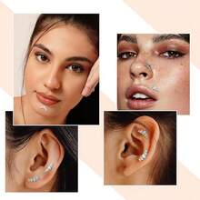 5 piezas Pendientes de acero de titanio Pendientes de cartílago 5 Pendientes de labios con gemas de CZ Pendientes de cartílago Helix Pendientes de labios Joyería de piercing de labios, regalo del Día de San Valentín, se puede usar en todas las estaciones, regalo de cumpleaños.