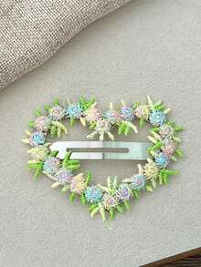 Pasador de pelo con bordado floral rosa - Accesorios de pelo lindos de hierro, adecuados para uso casual y diario en todas las estaciones, sin electricidad, diseño de tela de punto, accesorios para el cabello, pasador de pelo de flor rosa de alta gama para mujer, clip de amor dulce para la frente, flequillo lateral, pasador de pelo, pinzas para el cabello, pasador de pelo