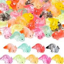 10pcs Glow-In-The-Dark 3D Axolotl Figurines, Colorful Translucent DIY Crafts For Party Favors, Dollhouse & Aquarium Decor, Beach Theme Gifts (Day & Night Effect)