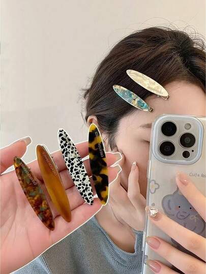 5pcs Elegant Multifunctional Women Hair Clips Set - Tortoiseshell, Leopard, Marble And Metallic Textures, Fall, Hair Accessories Women, Hair Tools, Hair Stuff, Stuff, Beauty Accessories, Gifts, Travel, Gifts For Women, Hair Stuff, Stocking Stuffers