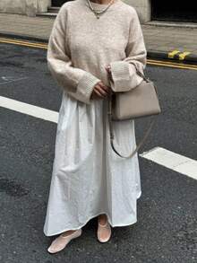 Suéter de punto de cuello redondo para mujer, estilo nuevo de otoño e invierno, manga larga, holgado y casual, versátil para Navidad y Año Nuevo