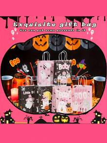 12/24/36 buc Pungi de ambalare cu model de dovleac fantomă drăguț de Halloween, Pungi de cadou colorate cu mânere, Potrivite pentru cadouri de Halloween, Cadouri de petrecere, Pungi de cadouri cu amănuntul, Pungi de cumpărături, Pungi de cadouri pentru petreceri de familie și prieteni, Pungi de cadouri cu atmosferă de Halloween, Cadouri rafinate de înaltă calitate pentru bomboane de Halloween - Multicolor - Vizualizare 4