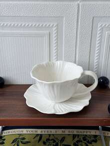 一套陶瓷花卉咖啡杯（杯子+碟子），高品质创意花卉女士水杯，优雅手绘下午茶杯碟套装，“一杯咖啡”，可能，海洋，杯子，沙特咖啡杯，斋月礼物，斋月配送