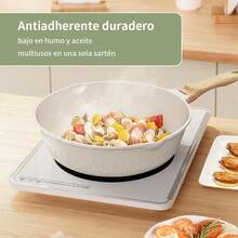 Sartenes Antiadherentes, SartéN De Chef De Piedra De Granito,Sartenes De Ceramica Con De Baquelita Bateria De Cocina - Blanco - Ver 6