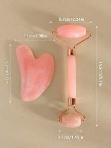 2件套面部刮痧按摩工具：1个双头按摩滚轮，1个心形刮痧板，面部按摩可减轻浮肿，舒缓并柔滑肌肤，令肌肤焕发光彩 - 彩色 - 查看 3