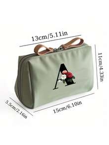 Geantă cosmetică elegantă cu monogramă, geantă de toaletă portabilă pentru femei, geantă de ruj, portofel pentru monede, geantă de depozitare pliabilă ușoară, geantă cosmetică, geantă de călătorie, geantă de depozitare portabilă, capacitate mare, cu mâner, multifuncțională, poliester durabil cu închidere cu fermoar, lavabilă la mașină, potrivită pentru naveta zilnică, călătorii de afaceri, vacanțe, poate fi oferită prietenilor, membrilor familiei ca un cadou grijuliu, cadouri de Crăciun, Halloween.