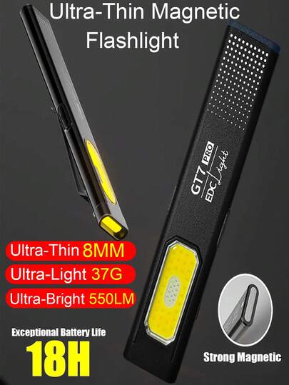 1 peça de luz de trabalho magnética de luz dupla - mini lanterna LED portátil ultrabrilhante para reparos externos, emergência, EDC, clipe e suporte para chapéu