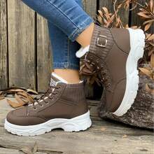 Stylish Personalized Winter Boots For Women - Adorable Spicy Girl Mid-Length Snow Boots, Cozy And Warm,Fluffy Boots - màu nâu - Xem 3