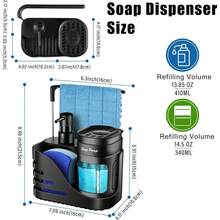 4-In-1 Kitchen Sink Countertop Soap Dispenser Set With Sponge Holder And Towel Rack, Practical Kitchen And Bathroom Small Tool, Creative Kitchen Soap Dispenser, Kitchen Organization - Multicolor - View 3