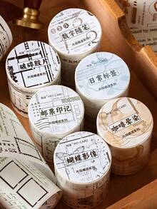 MOCARD 2米/卷 复古剪贴簿和纸胶带，创意美学贴纸，DIY装饰拼贴工艺用品，个性化剪贴簿学校文具，节日礼物剪贴簿用品趣味贴纸笔记本电脑贴纸 Kindle手机贴纸 - 黑與白 - 查看 10