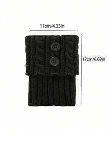 1 Paar Damen Schwarze gestrickte kurze Beinwärmer, modisch, vielseitig, weich & hautfreundlich mit Knopfverzierung