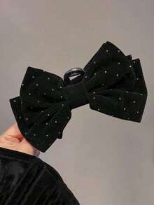 1pc Women's Double Layer Butterfly Hair Claw With Rhinestones, Solid Color, Elegant & Sweet, Suitable For Campus Wear, Party, Ball, And Daily Outfits Bow Valentine's Day Fall Winter Hair Clip Claw Clip Hair Accessories For Women For Vacation Outfits Woman Fashion Hair Clutch