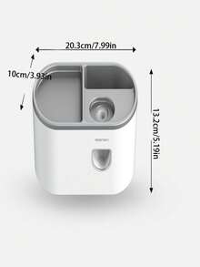 1 件壁挂式牙刷架，带自动牙膏分配器浴室配件套装 - 灰色 - 查看 4