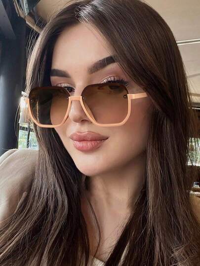 1 件女士亚克力休闲大方框时尚眼镜，秋季简约有色镜片高品质眼镜，适合 Y2K 配饰和户外活动