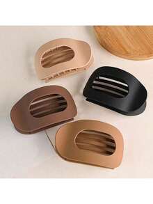 1pc Random Color Matte Oval Flat Clip, Minimalist Dull Finish Large Curved Arc Hair Clip, Duck Clip
