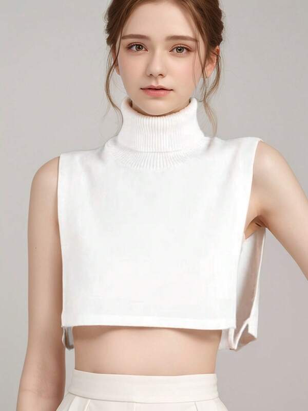 1/2pcs High-Neck Knitted Faux Collar, A Versatile Base Layer Sweater, Suitable For Autumn And Winter.