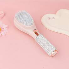 1pc Rhinestone Decor Detangling Comb, Lightweight Luxury Expandable Anti-Static Hair Brush, Self-Cleaning Magic Comb