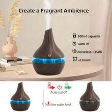 Send 2 Oils,300ml Essential Oil Diffuser Humidifier, Ultra Quiet With Auto Shut-Off & Soothing 7-Color LED - 杏色 - 查看 6