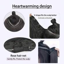 Extensiones de cabello en forma de V, extensiones de cabello sintético de 18 pulgadas para cabello largo y liso, pieza de cabello invisible, para uso diario de mujeres