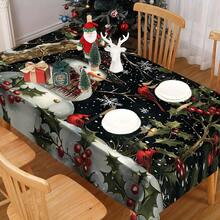 1/20 件圣诞桌布，经典奢华白色雪人和红色圣诞浆果图案桌布，圣诞氛围装饰，适合圣诞风格，适合室内和室外使用，家庭厨房，餐桌装饰和晚餐装饰，送给家人和朋友的礼物 - 彩色 - 查看 14