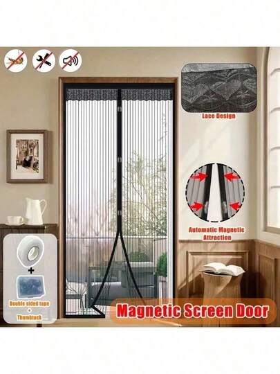 قطعة واحدة ستارة باب مضادة للبعوض، ستارة باب شبكية تُلتصق بالمغناطيس بدون حفر، ستارة باب منزلية مضادة للبعوض بتقنية المغناطيس
