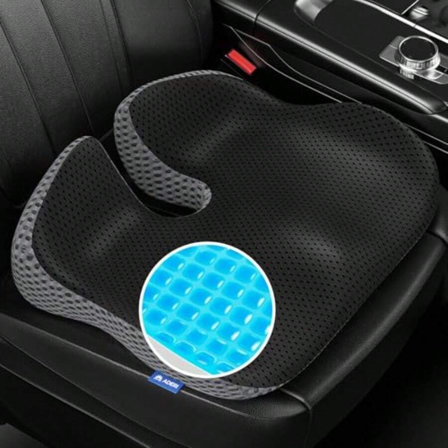 Gel Wedge Car Seat Cushion For Driving Relieves Tailbone Pain Composite Gel Memory Foam For Cool And Support Comfort Ergonomic Car Seat Pillow Elevated Back For Wider Vision AntiSlip Design - 黑色 - 查看 1