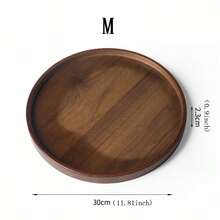 1pc Walnut Round Tea Tray, Suitable For Snacks, Desserts, Cookies, Tea, Appetizers, Home Gatherings, Festivals, Birthdays