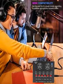 Carte son en temps réel V8 Mixeur en temps réel Convertisseur de voix Carte son avec plusieurs effets sonores Enregistrement sur ordinateur Convient pour la maison KTV Conversation vocale