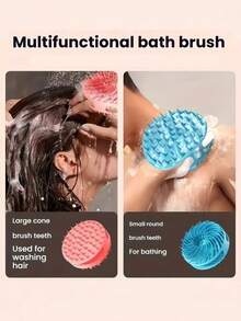 Cepillo de baño de silicona de doble cara, exfoliante corporal indoloro, cepillo de champú y masaje en uno, suave para la piel, disponible en - Multicolor - Ver 5