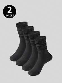 5 Pairs Of Autumn And Winter Women's Mid Length Socks, White, Sports And Casual Socks(No Cardboard)