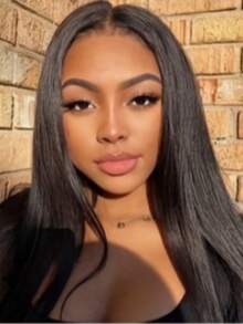 Eulisi 直发蕾丝前假发真人发 180 密度 13X4 蕾丝前假发真人发高清透明蕾丝假发女士预拔婴儿头发自然色万圣节服装 - 自然色&黑色系 - 查看 21