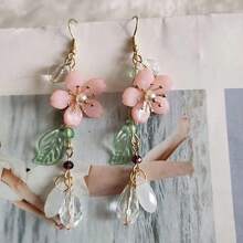 1 Pair Floral Cherry Blossom Pendant Earrings Party Valentine Day For Women Gift Holiday Accessories - Hồng - Xem 5