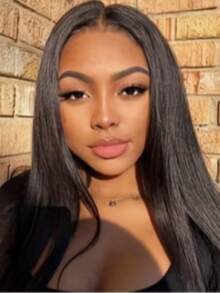 Eulisi 直发蕾丝前假发真人发 180 密度 13X4 蕾丝前假发真人发高清透明蕾丝假发女士预拔婴儿头发自然色万圣节服装 - 自然色&黑色系 - 查看 26