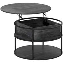 Lift Top Coffee Table, Round Coffee Table With Storage Shelf, Hidden Compartment And Steel Frame Living Room, Home Office, Charcoal - initial - View 2