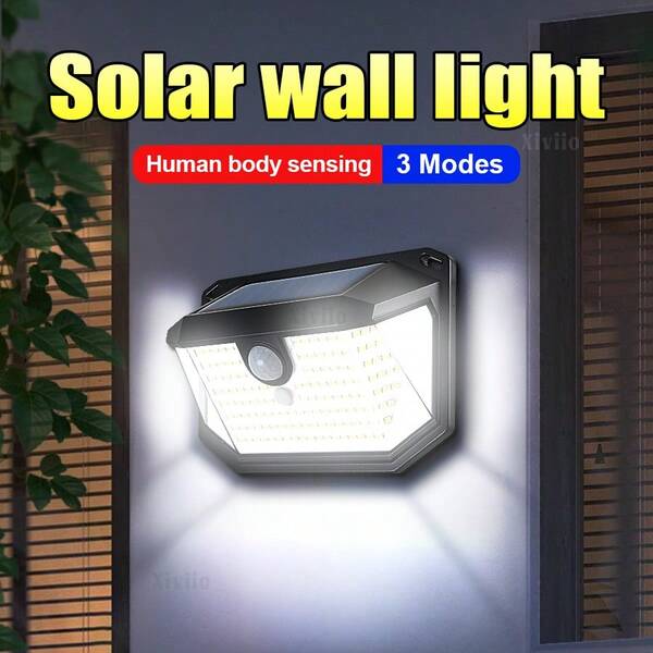 178 Lumières murales solaires LED 3 modes Extérieur Étanche Ceinture Éclairage intelligent à détection infrarouge Facile à installer Convient pour l'allée, le jardin, la terrasse, le parking et l'éclairage commercial Lumières solaires extérieures
