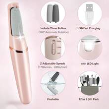 Electric Callus Removers For Feet, Haootadiy Electric Foot Callus Remover Pedicure Kits Rechargeable With12 In 1, Removes Dry Skin For Smoother Feet, Foot Care For Dead Skin Ideal Gift (White) - 粉色 - 查看 3