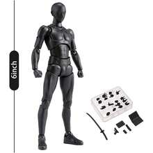 Artists Manikin Action Figure Drawing ModelFigure Model For Sketching Painting Drawing Human Mannequin Body Doll Male Action Figure Grey Male - 黑色H男 - 查看 2