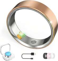 Smart Ring With Vibration Alerts, Health Tracker Ring With Body Temperature Monitor, Heart Rate, Sleep & Fitness Tracking, Waterproof Activity Ring For Men & Women, No App Fees (Rose Gold, 6 # ) - Rose Gold - 查看 9