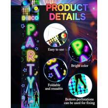 Glow In The Dark Door Banner Rave Party Decorations Porch Sign Door Hanger Black Light Photography Backdrop Decor For Neon Party Supplies 72 X 12 Inch Let's Boogie