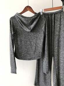 Conjunto de moda para mujer: sudadera de manga larga para mujer + pantalones anchos para mujer, conjunto de 2 piezas para mujer, conjunto mujer, shorts mujer, conjuntos elegantes para dama, conjuntos casuales para mujer, conjunto deportivo dama. - Gris Oscuro - Ver 2
