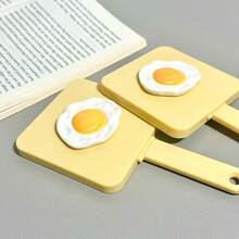 Portable Makeup Hand-Held Compact Mirror With Comb, Egg-Shaped Handle Mirror With Brush