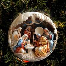 6 drewnianych, płaskich, wiszących ozdób do szopki – zawieszki z biblijnymi historiami, idealne do domu i na święta, idealny prezent urodzinowy i na imprezę świąteczną