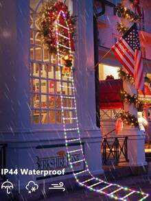 3m/9.84ft Christmas Decoration Ladder Lights - Christmas Fairy Lights, Christmas Ladder Decoration Lights, With Santa Claus, Suitable For Indoor And Outdoor, Windows, Garden, Home, Wall, Christmas Tree Decoration, Christmas Gifts, Meaning Santa Claus Coming To Your Home - 彩色 - 查看 9