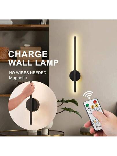 LED Rechargeable Wand Verlichting Wireless Internal Sconce 50 80cm Dimming Livingroom Sofe Beside Bedroom Lamp Infinite Remote Control Switch Study Interior ation Night